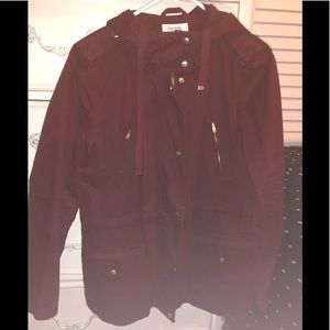 Burgundy utility hooded jacket